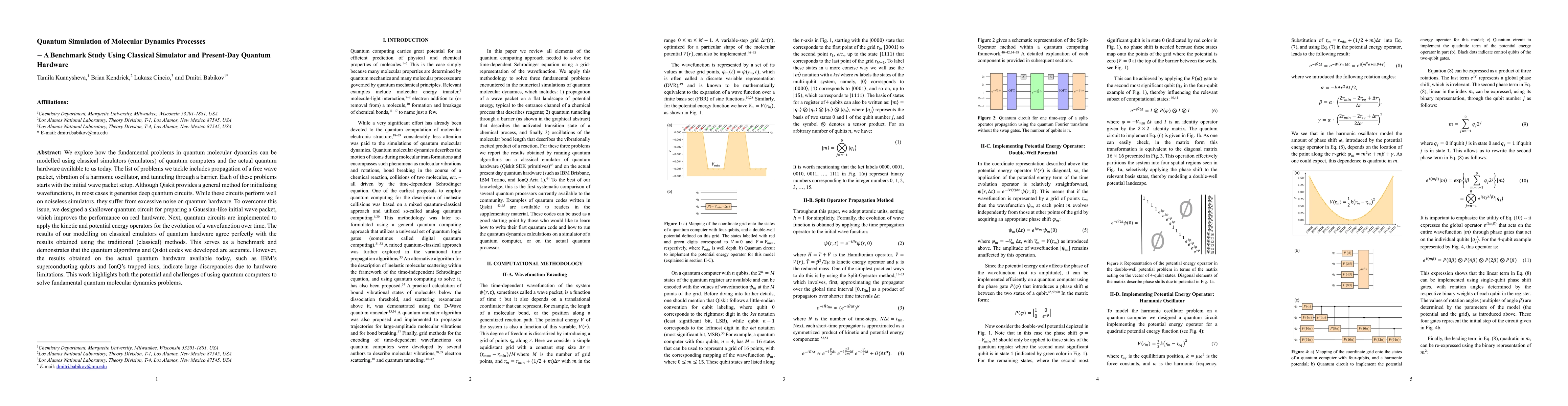Thumbnail for Quantum Simulation of Molecular Dynamics Processes -- A Benchmark Study
  Using Classical Simulator and Present-Day Quantum Hardware