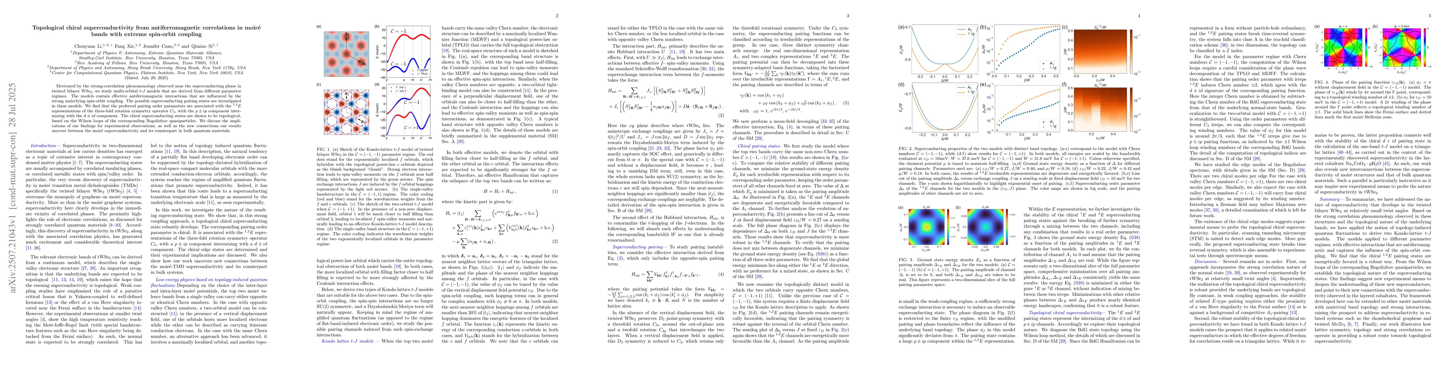 Thumbnail for Topological chiral superconductivity from antiferromagnetic correlations
  in moiré bands with extreme spin-orbit coupling