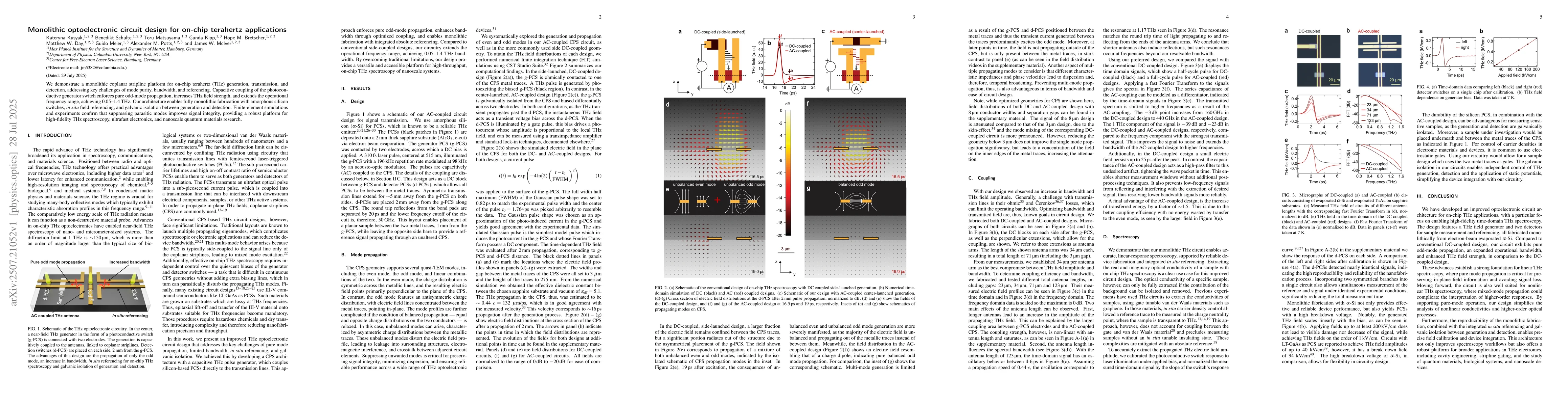 Thumbnail for Monolithic optoelectronic circuit design for on-chip terahertz
  applications