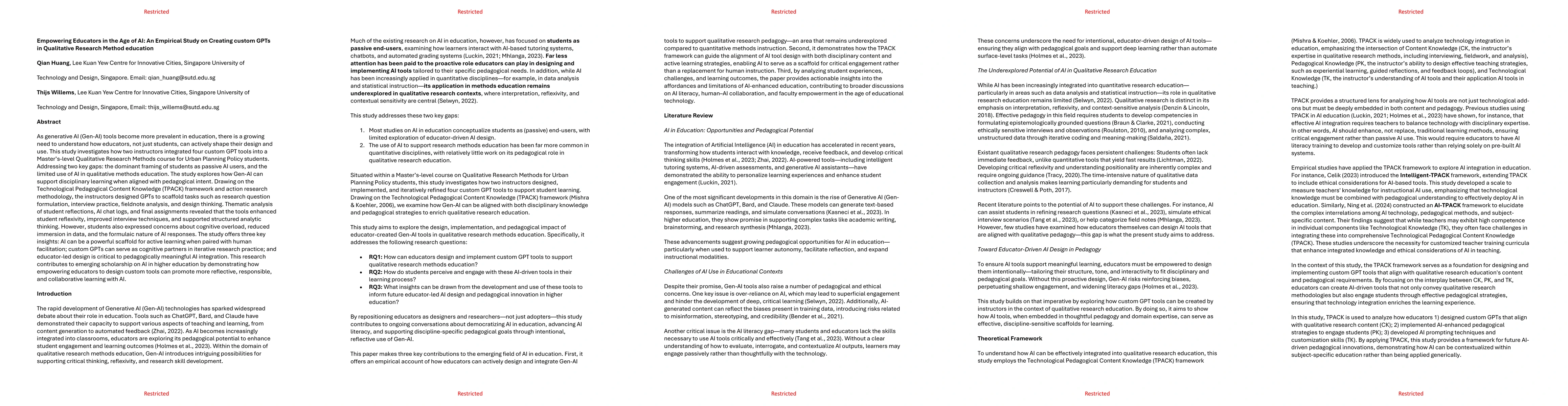 Thumbnail for Empowering Educators in the Age of AI: An Empirical Study on Creating
  custom GPTs in Qualitative Research Method education