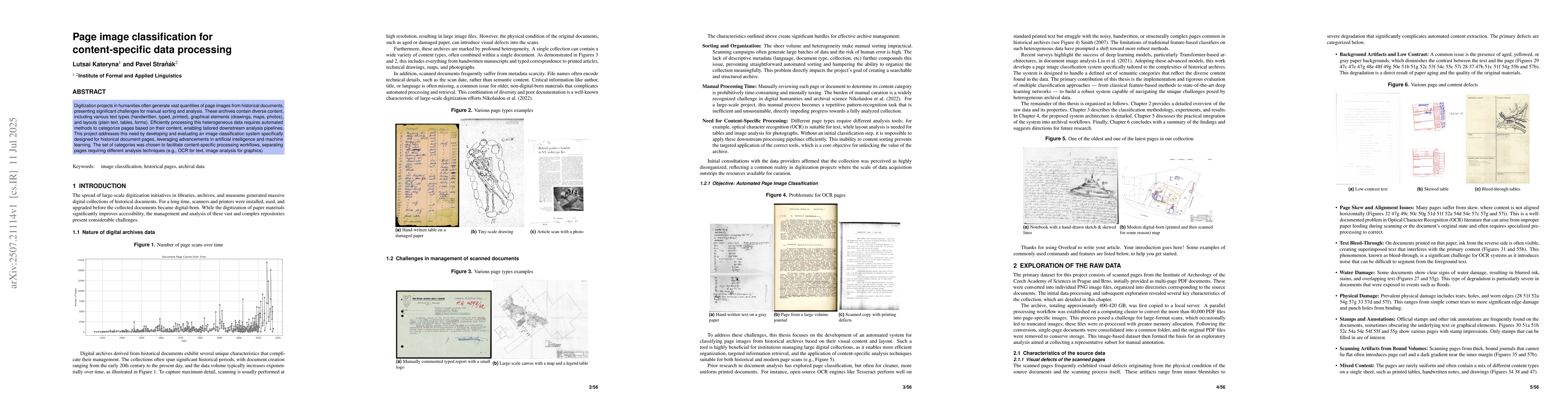 Thumbnail for Page image classification for content-specific data processing