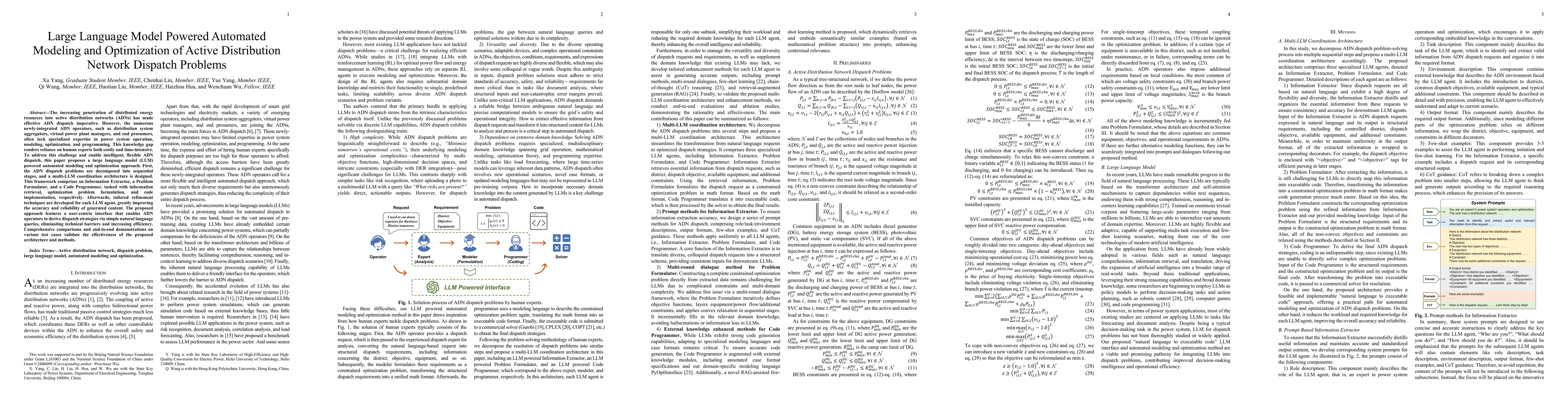 Thumbnail for Large Language Model Powered Automated Modeling and Optimization of
  Active Distribution Network Dispatch Problems
