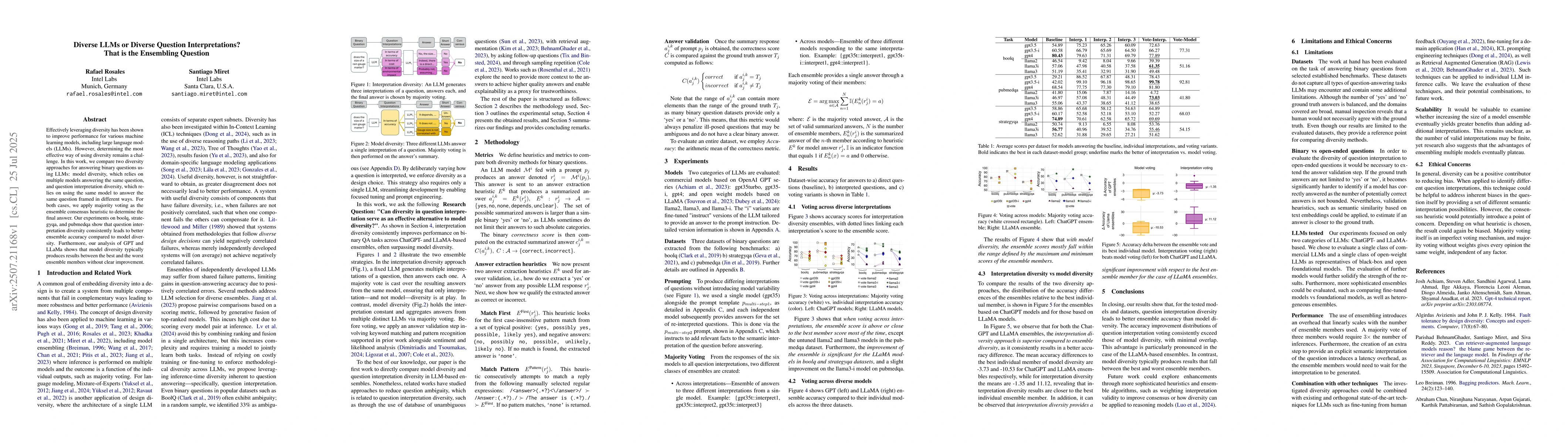 Thumbnail for Diverse LLMs or Diverse Question Interpretations? That is the Ensembling
  Question