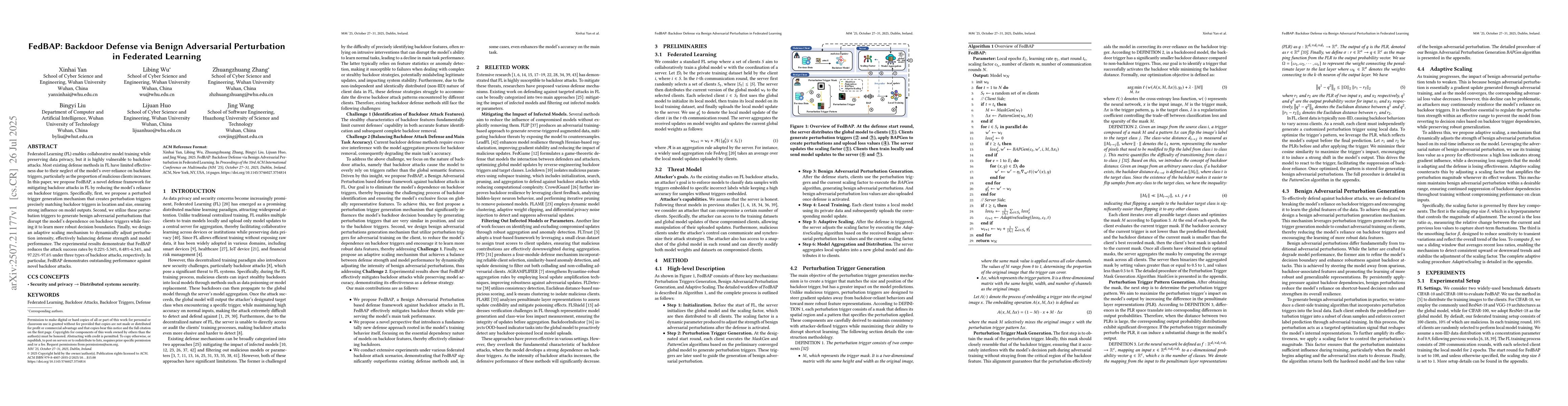 Thumbnail for FedBAP: Backdoor Defense via Benign Adversarial Perturbation in
  Federated Learning