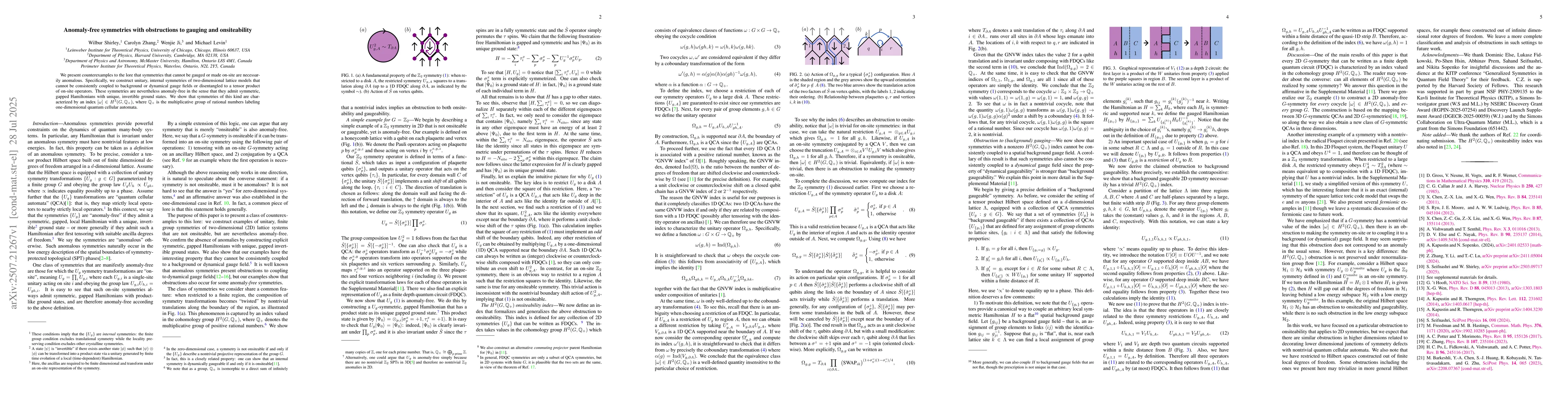 Thumbnail for Anomaly-free symmetries with obstructions to gauging and onsiteability