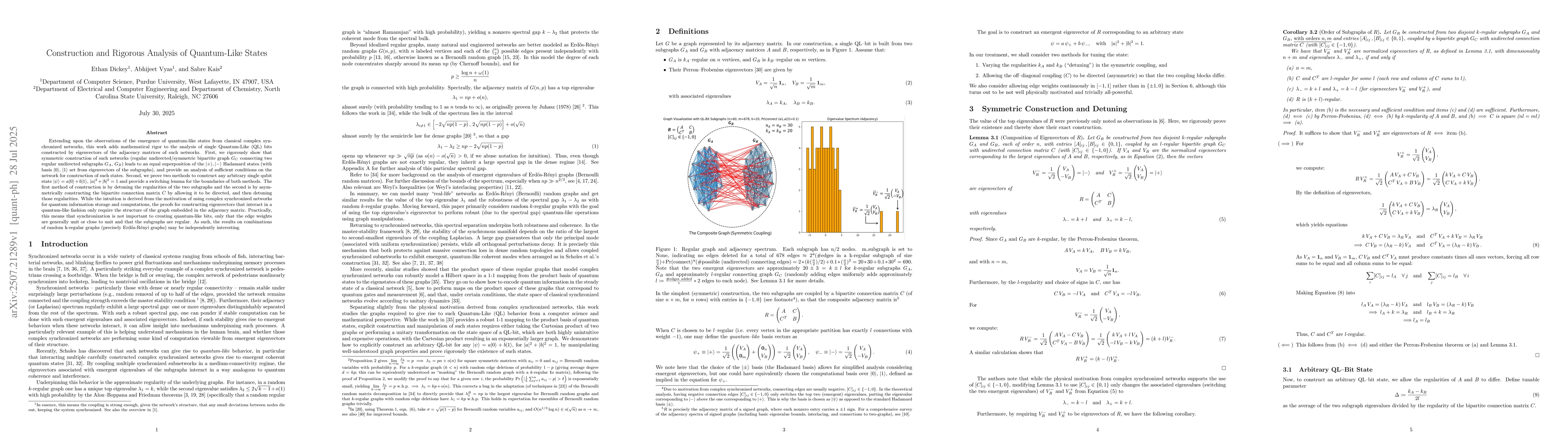 Thumbnail for Construction and Rigorous Analysis of Quantum-Like States