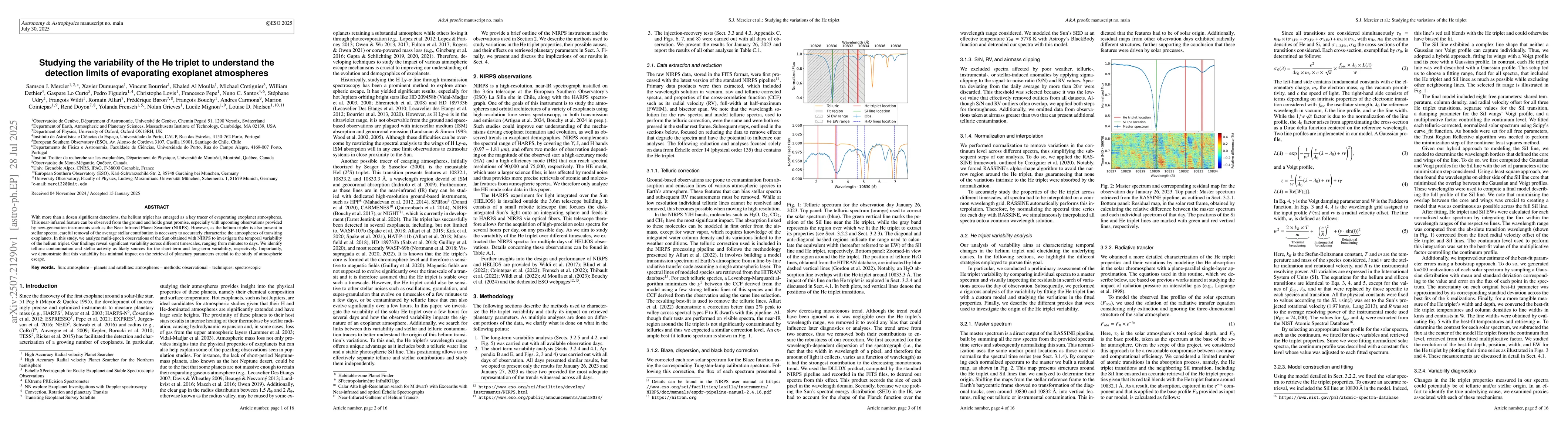 Thumbnail for Studying the variability of the He triplet to understand the detection
  limits of evaporating exoplanet atmospheres