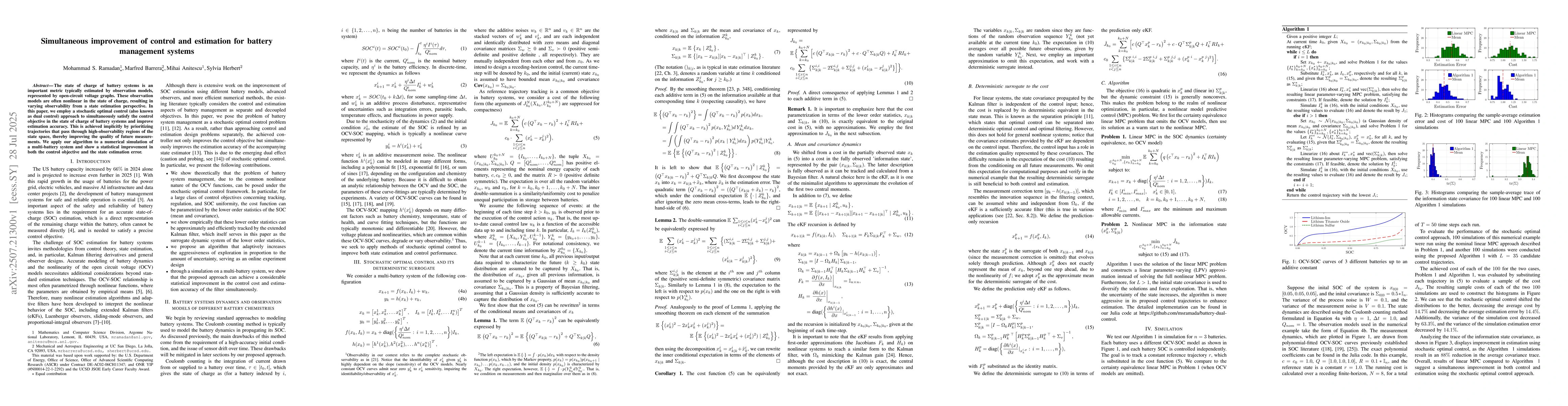 Thumbnail for Simultaneous improvement of control and estimation for battery
  management systems