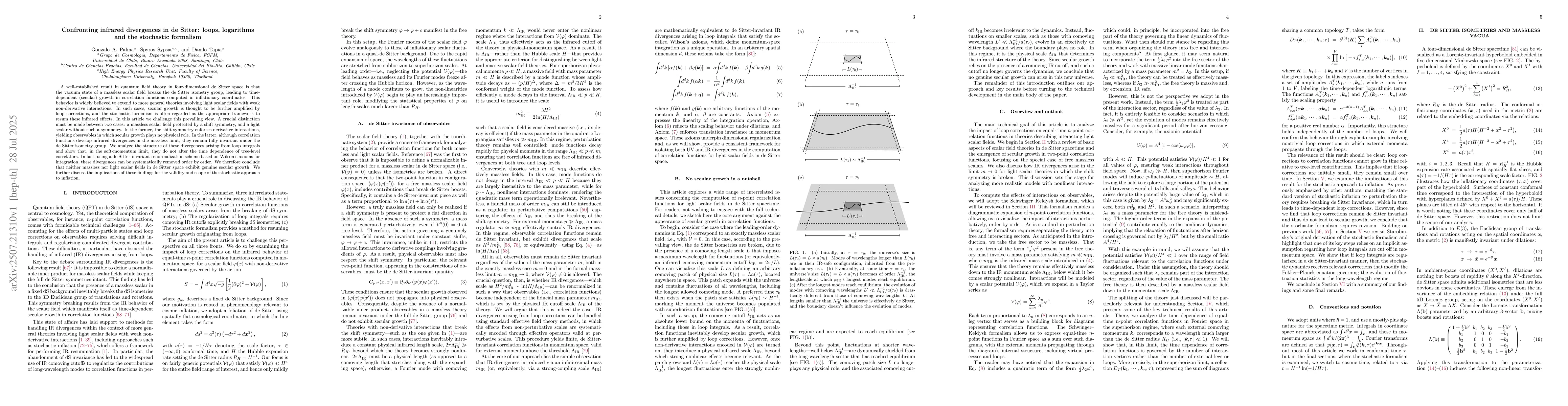 Thumbnail for Confronting infrared divergences in de Sitter: loops, logarithms and the
  stochastic formalism