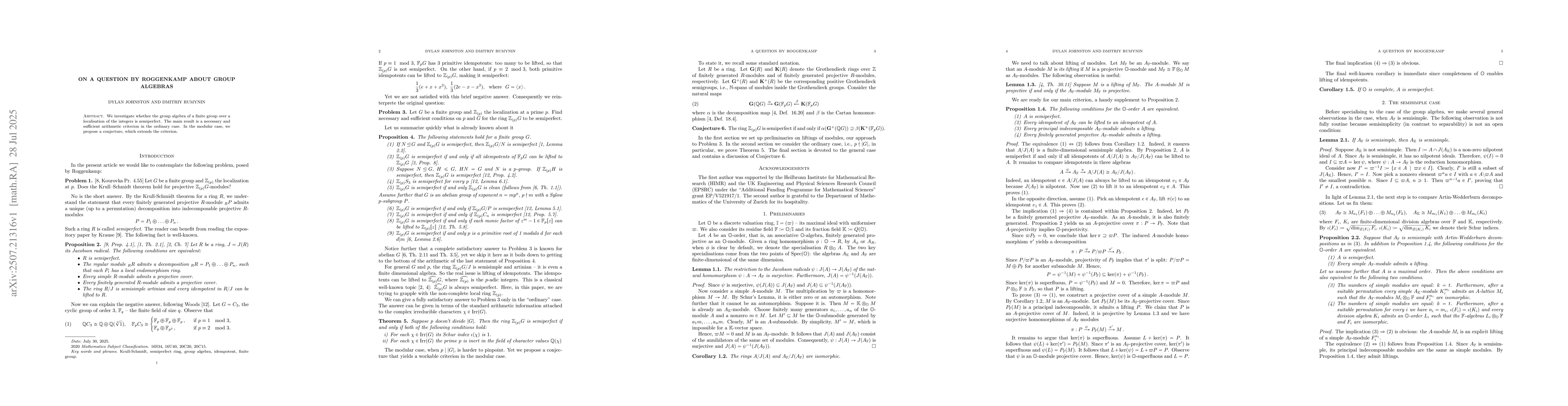Thumbnail for On a question by Roggenkamp about group algebras