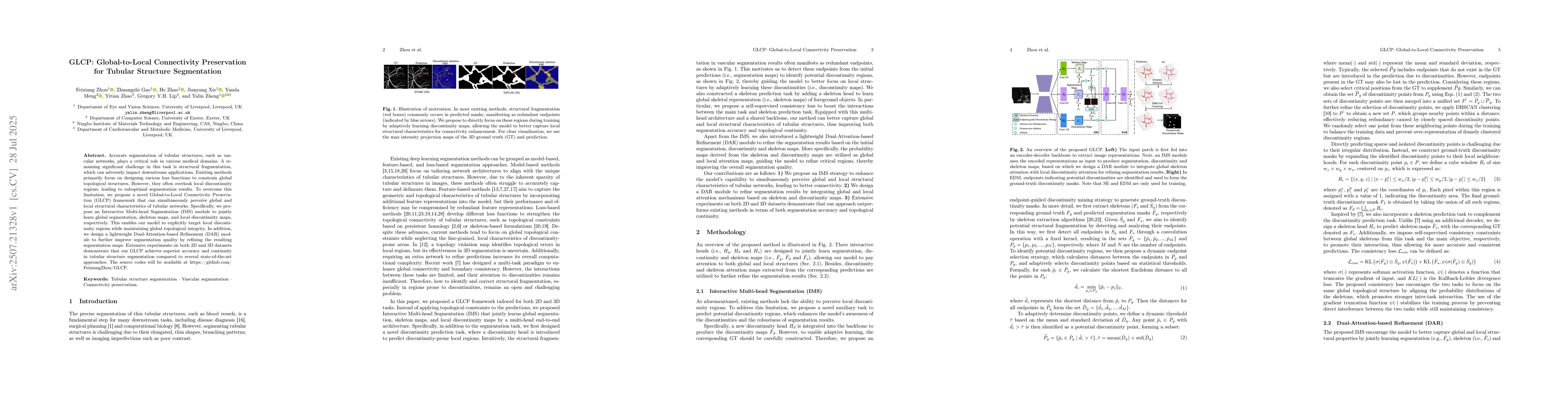 Thumbnail for GLCP: Global-to-Local Connectivity Preservation for Tubular Structure
  Segmentation
