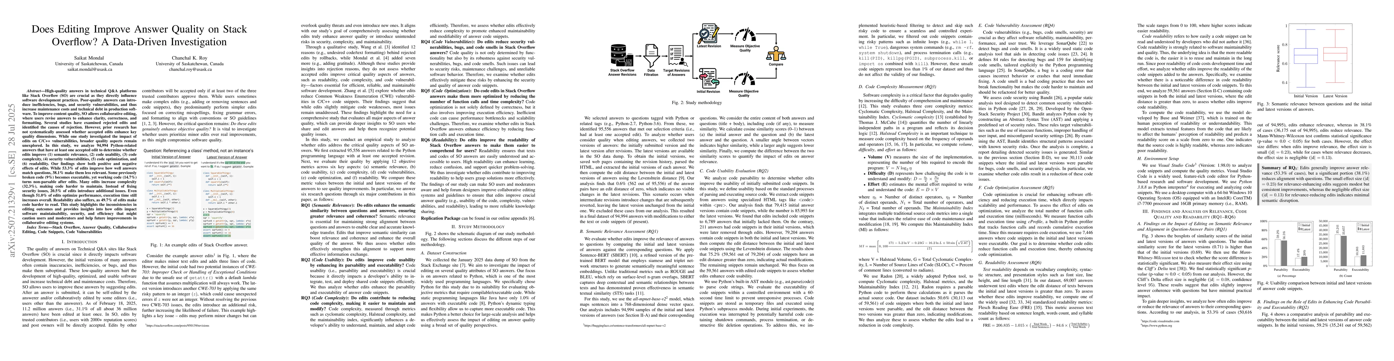 Thumbnail for Does Editing Improve Answer Quality on Stack Overflow? A Data-Driven
  Investigation