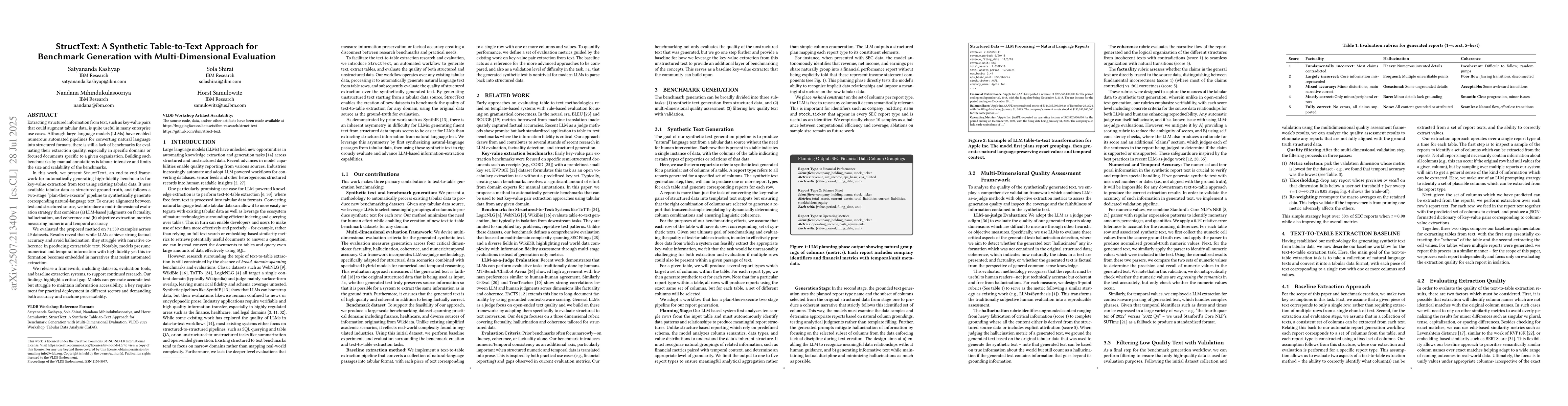 Thumbnail for StructText: A Synthetic Table-to-Text Approach for Benchmark Generation
  with Multi-Dimensional Evaluation