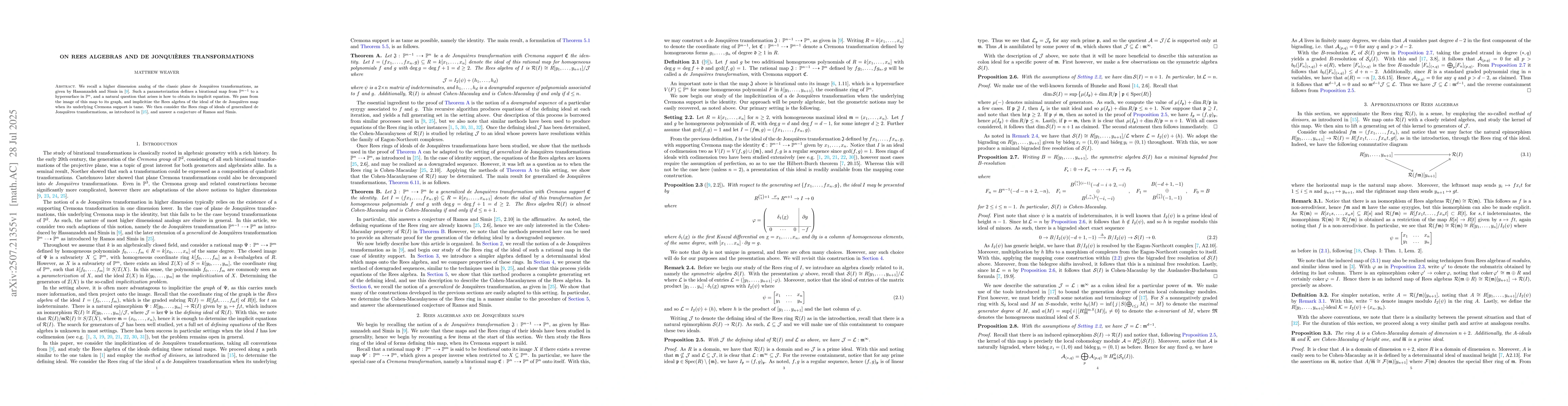 Thumbnail for On Rees algebras and de Jonquières transformations