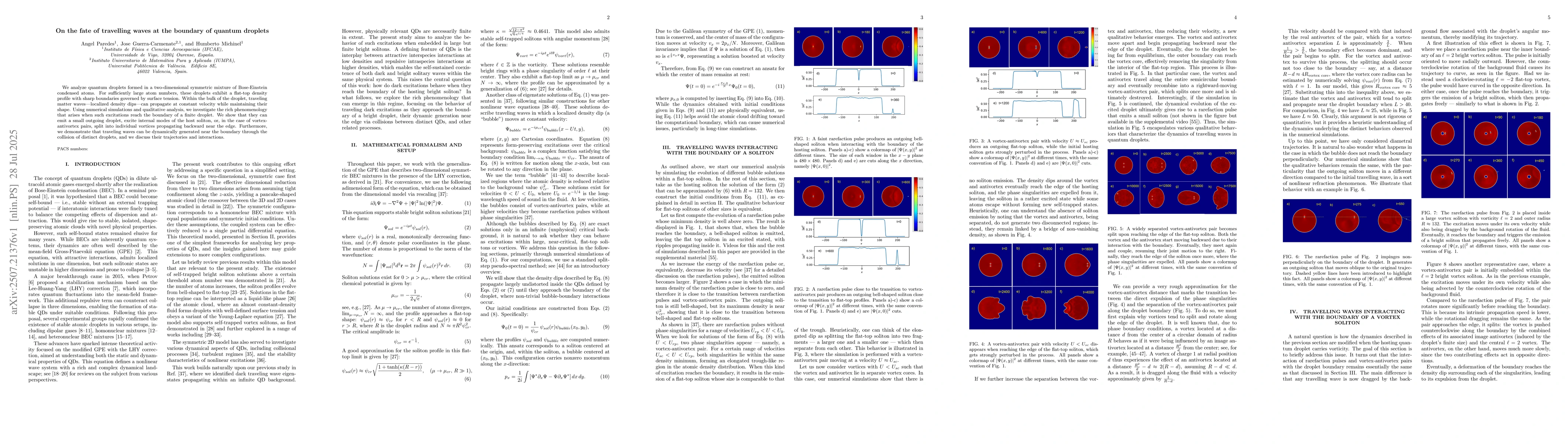 Thumbnail for On the fate of travelling waves at the boundary of quantum droplets