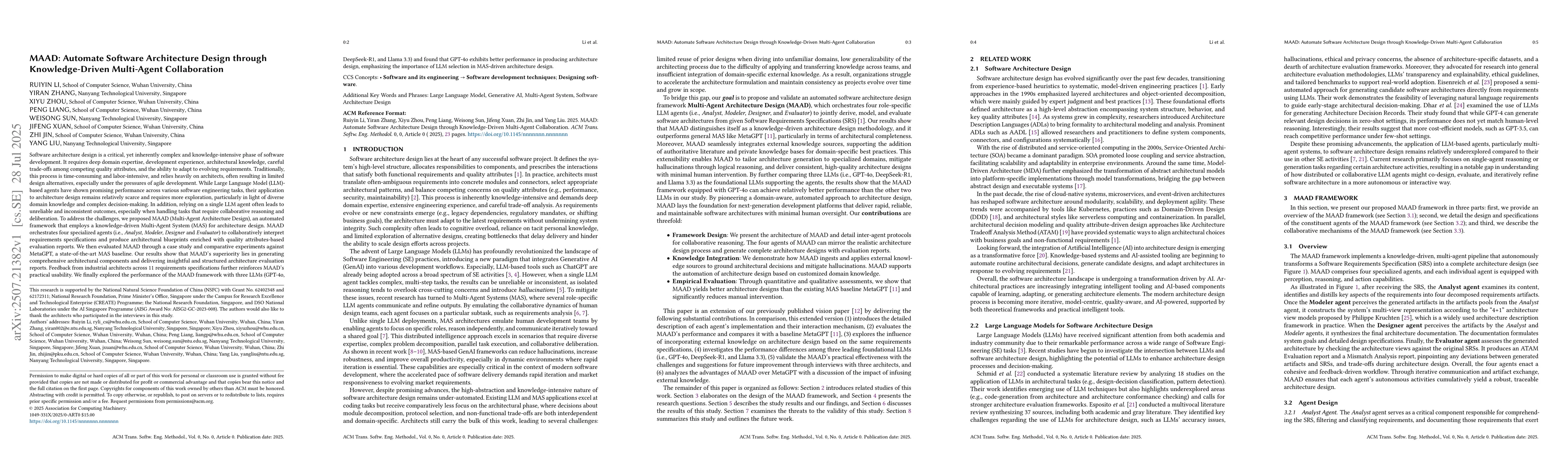 Thumbnail for MAAD: Automate Software Architecture Design through Knowledge-Driven
  Multi-Agent Collaboration