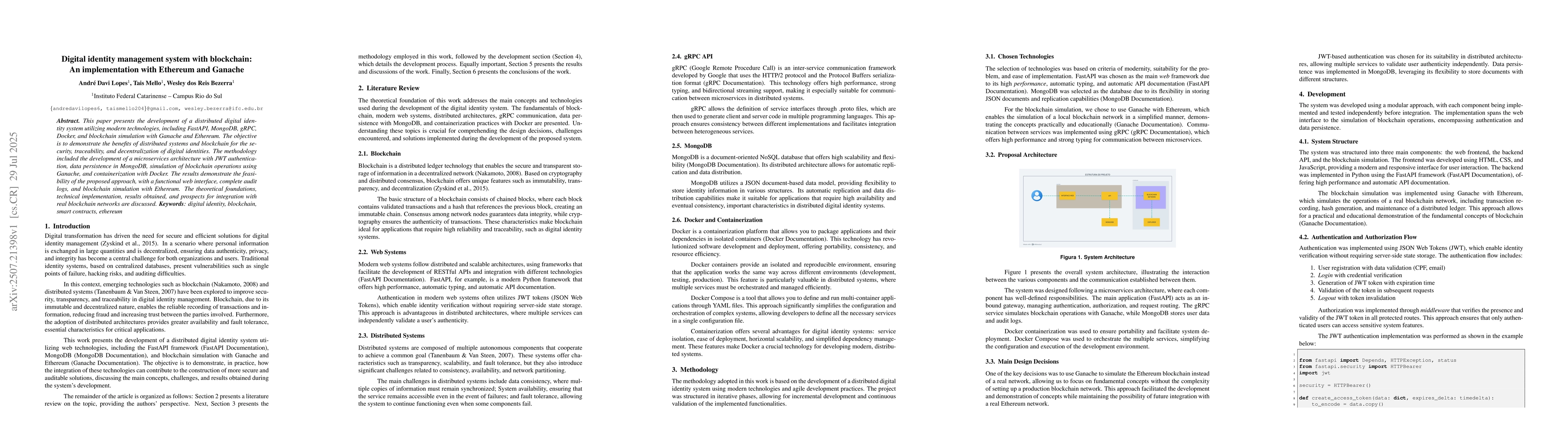 Thumbnail for Digital identity management system with blockchain:An implementation
  with Ethereum and Ganache
