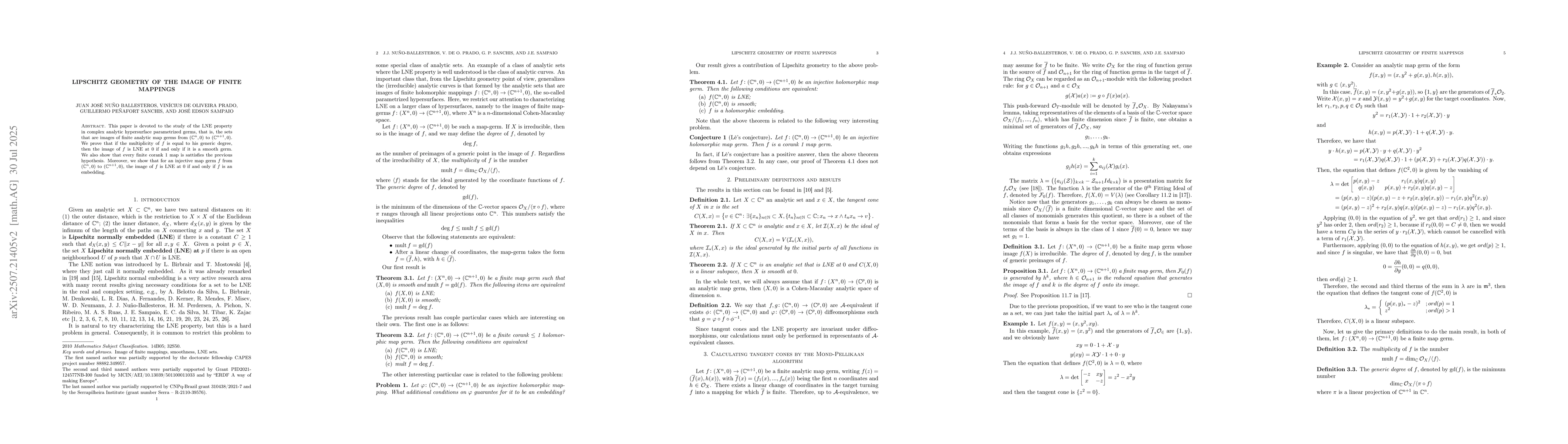 Thumbnail for Lipschitz geometry of the image of finite mappings