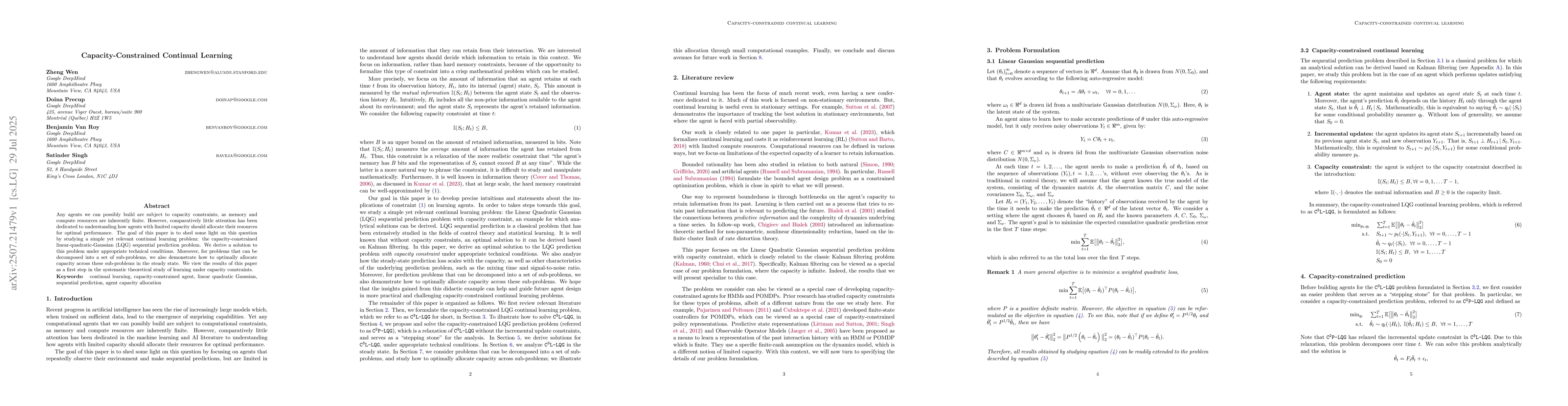 Thumbnail for Capacity-Constrained Continual Learning