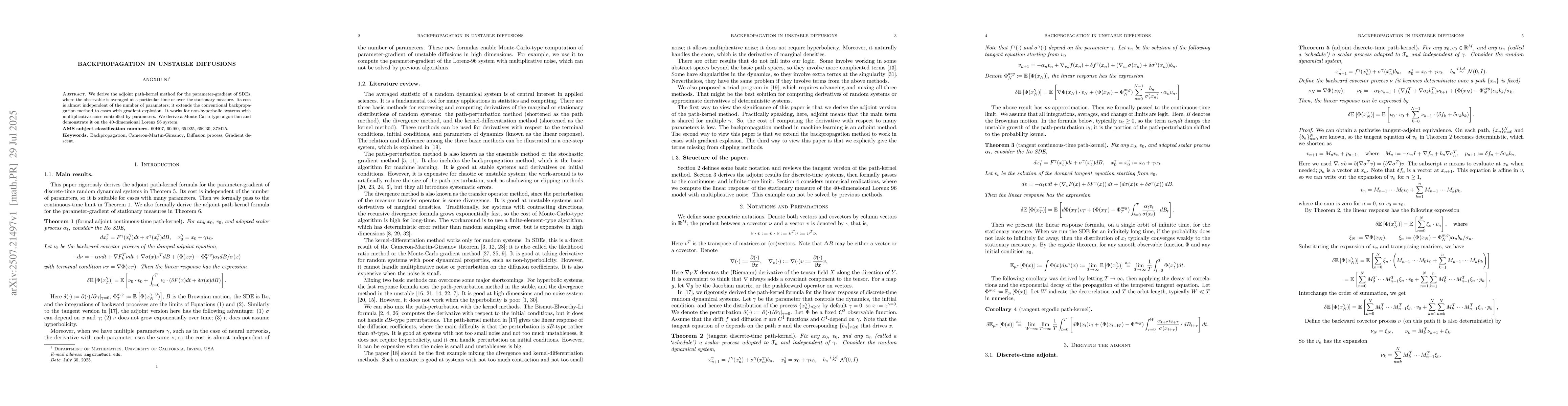 Thumbnail for Backpropagation in unstable diffusions