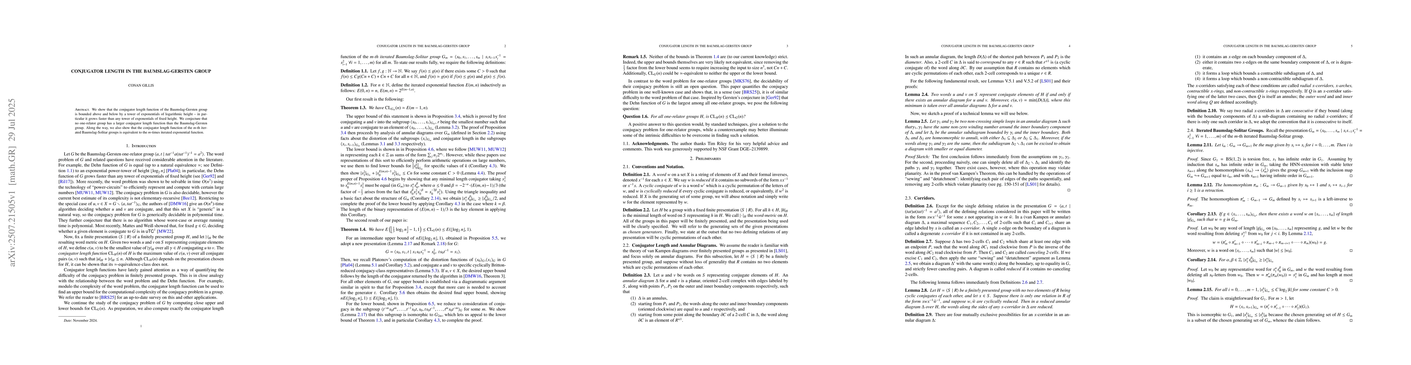 Thumbnail for Conjugator Length in the Baumslag-Gersten Group