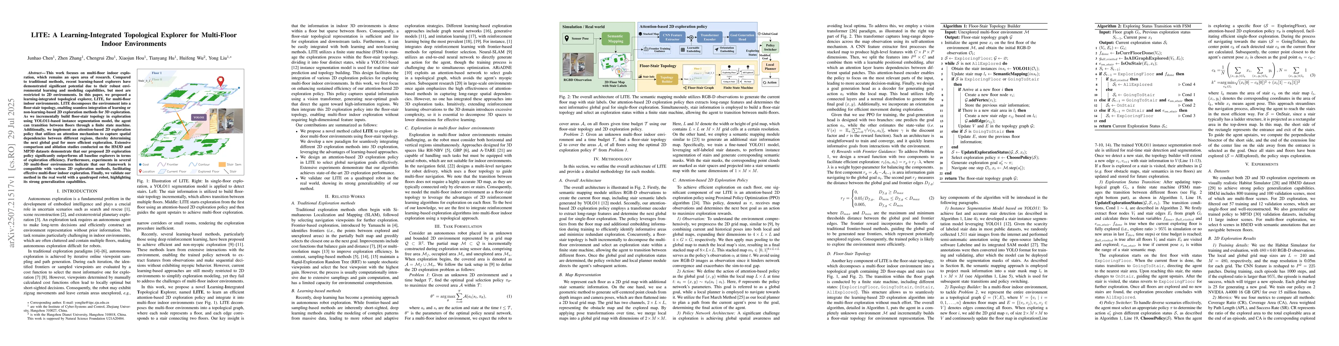 Thumbnail for LITE: A Learning-Integrated Topological Explorer for Multi-Floor Indoor
  Environments