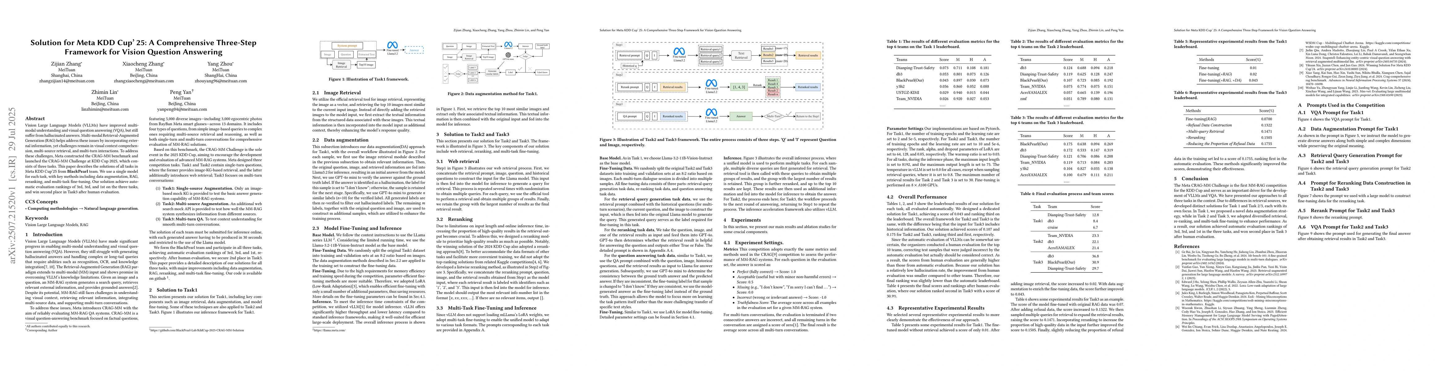 Thumbnail for Solution for Meta KDD Cup'25: A Comprehensive Three-Step Framework for
  Vision Question Answering