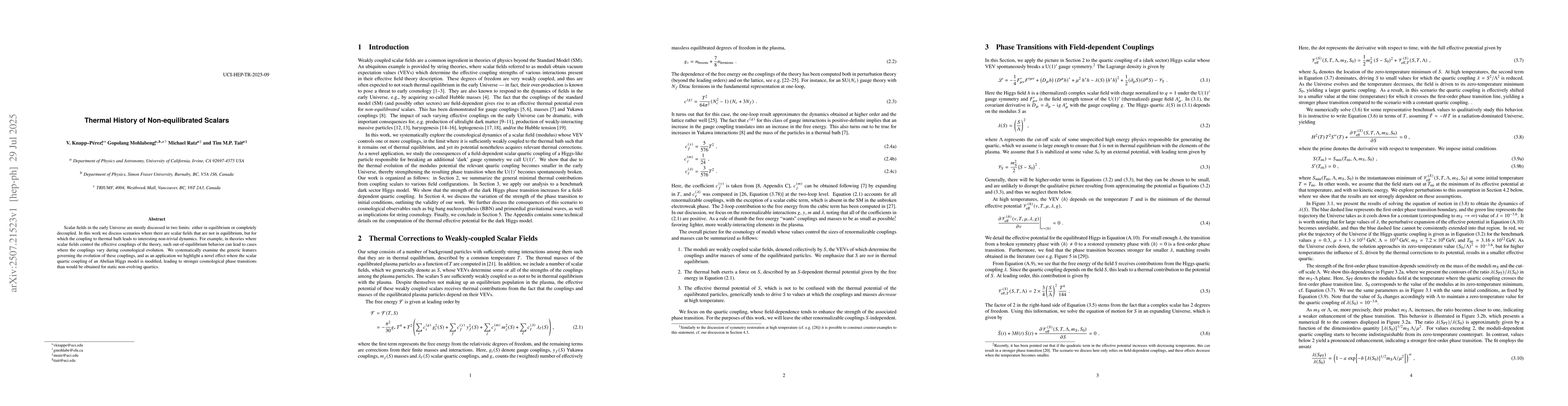 Thumbnail for Thermal History of Non-equilibrated Scalars