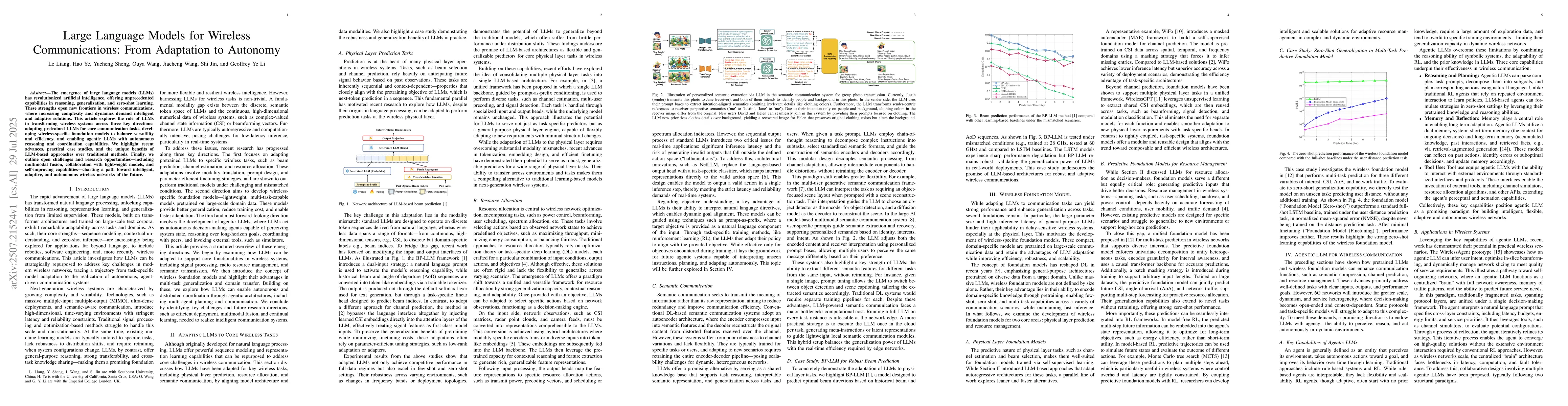 Thumbnail for Large Language Models for Wireless Communications: From Adaptation to
  Autonomy