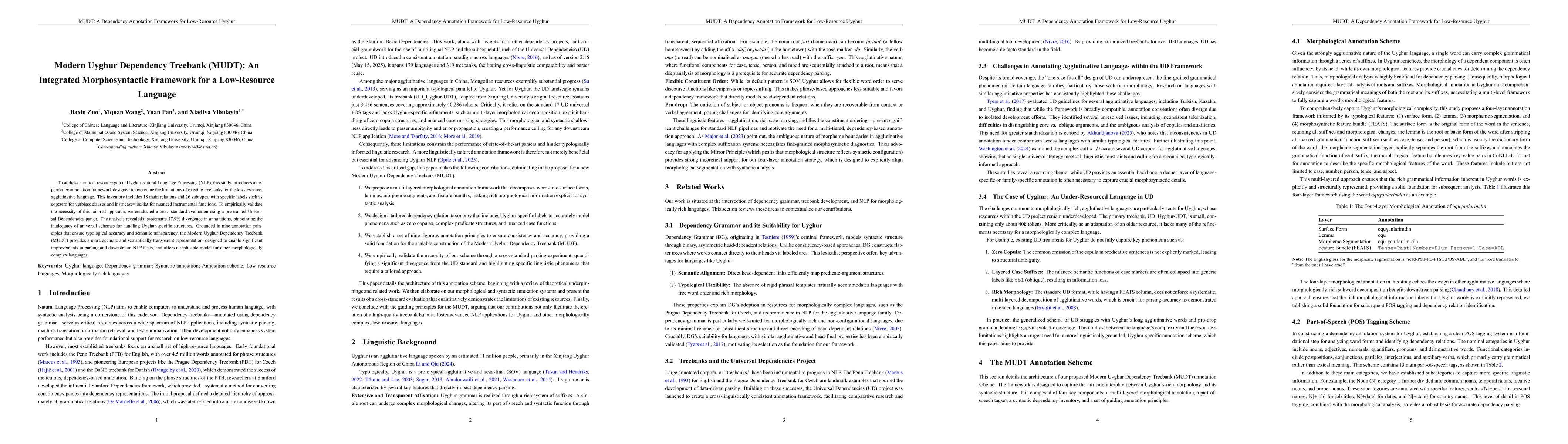 Thumbnail for Modern Uyghur Dependency Treebank (MUDT): An Integrated Morphosyntactic
  Framework for a Low-Resource Language