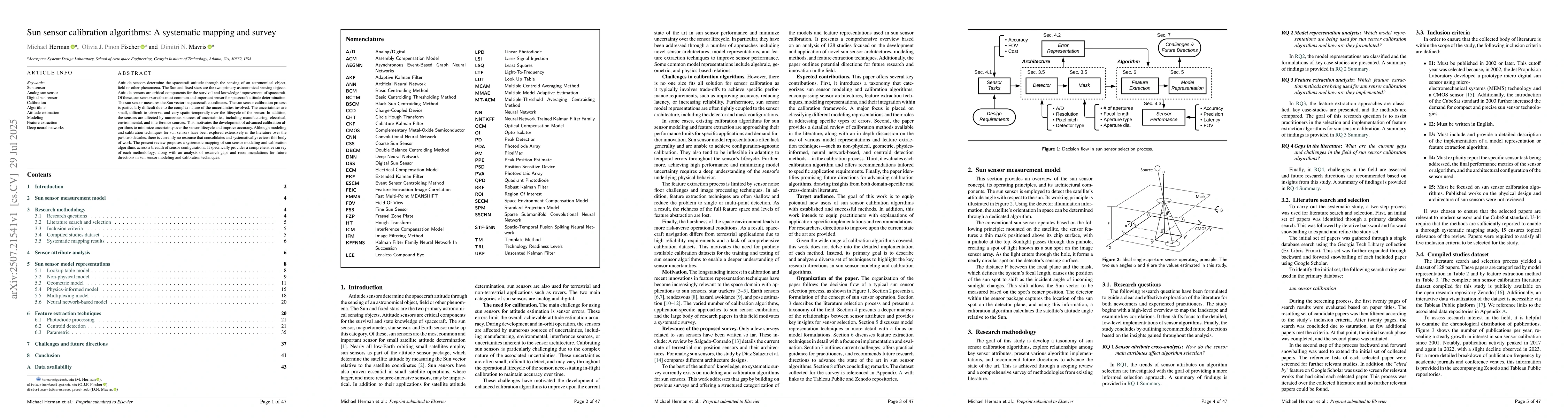 Thumbnail for Sun sensor calibration algorithms: A systematic mapping and survey