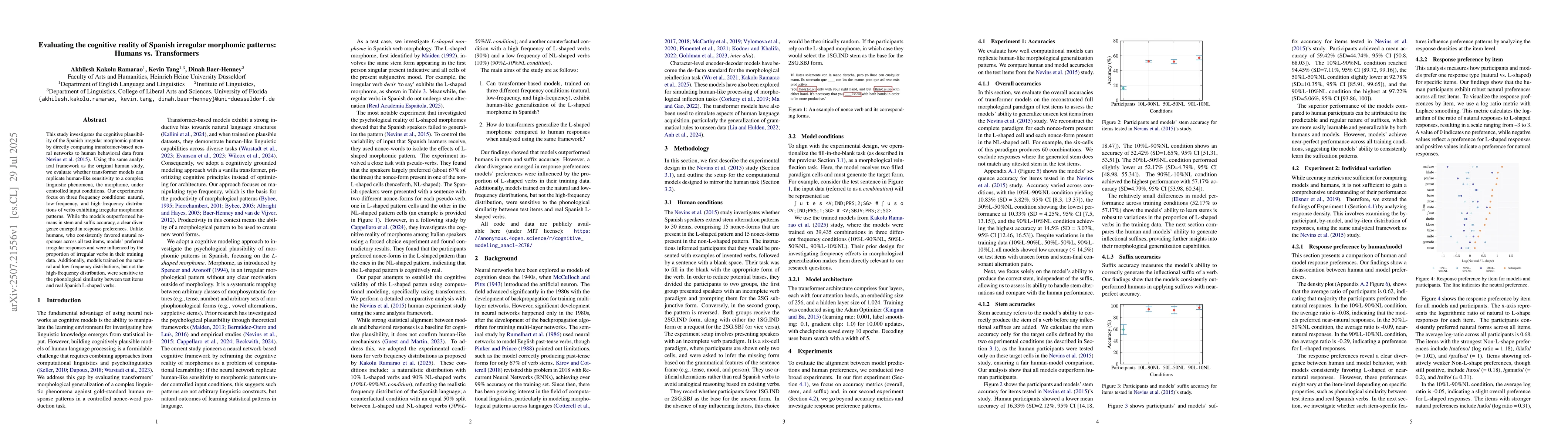 Thumbnail for Evaluating the cognitive reality of Spanish irregular morphomic
  patterns: Humans vs. Transformers
