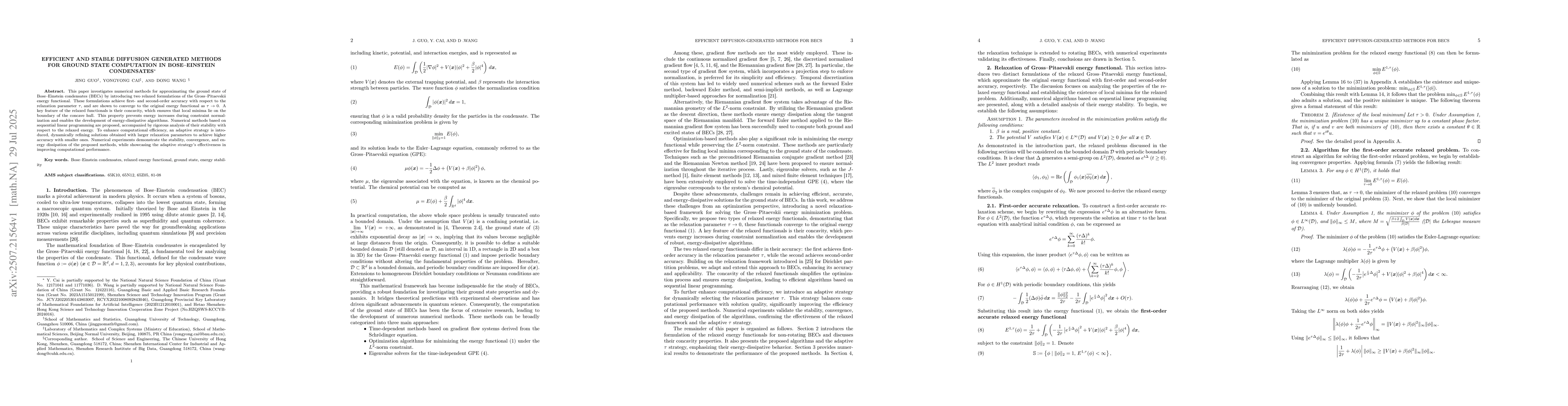 Thumbnail for Efficient and stable diffusion generated methods for ground state
  computation in Bose--Einstein condensates