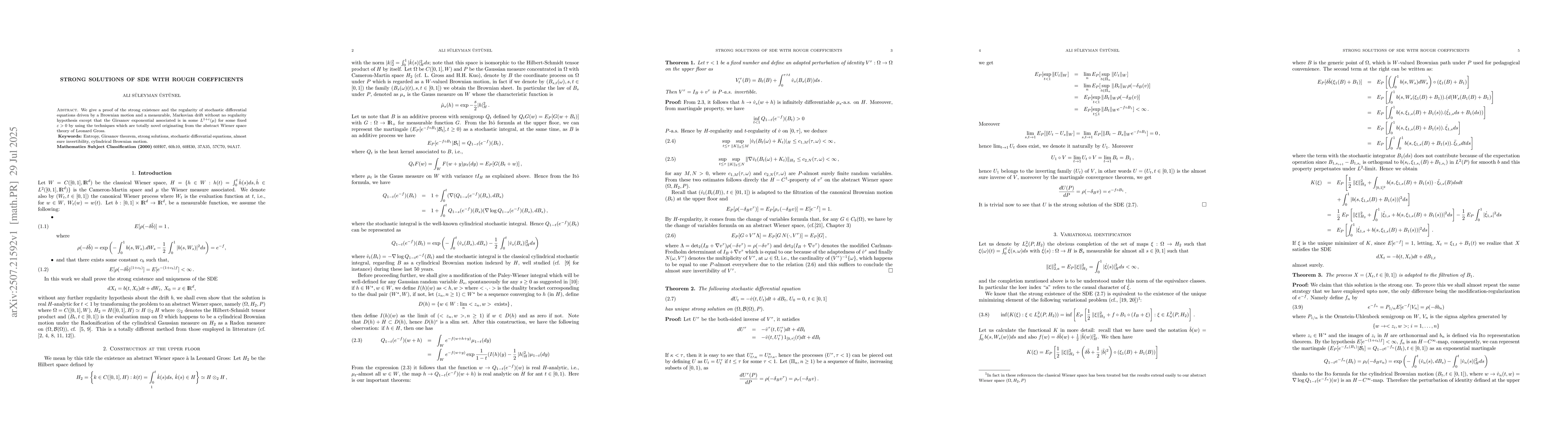 Thumbnail for Strong solutions of SDE's with rough coefficients