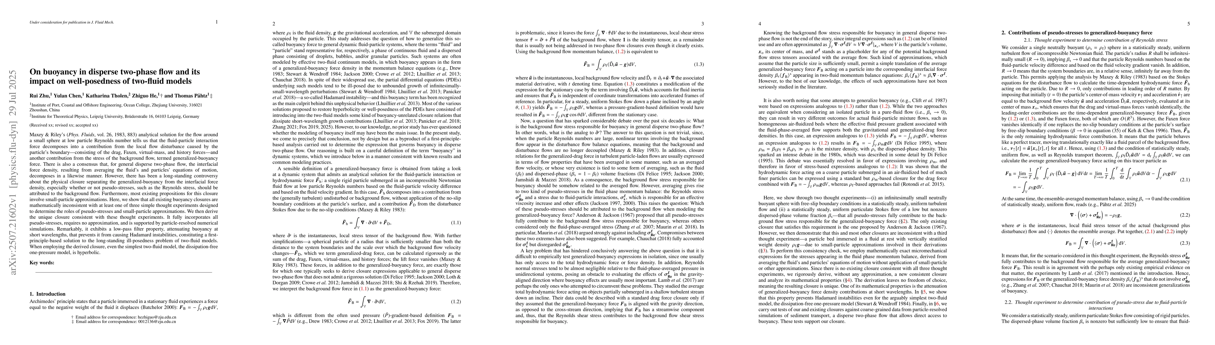 Thumbnail for On buoyancy in disperse two-phase flow and its impact on well-posedness
  of two-fluid models