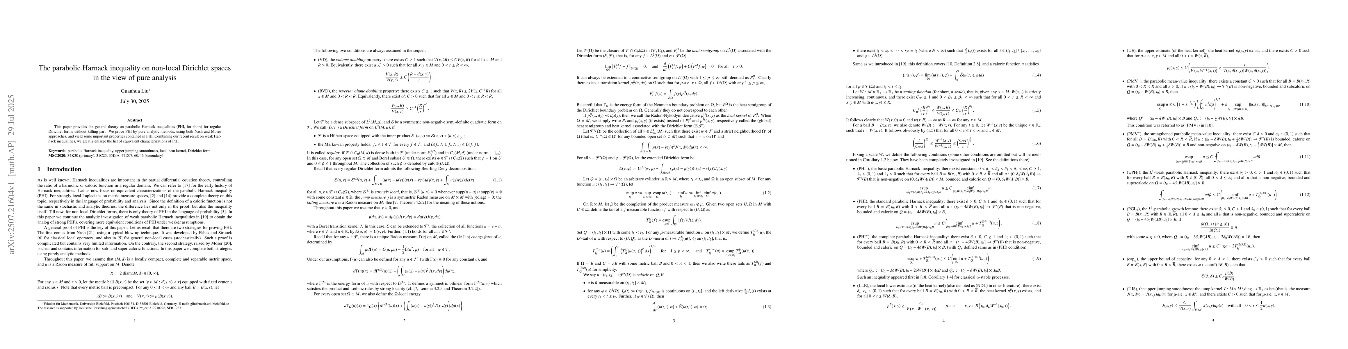 Thumbnail for The parabolic Harnack inequality on non-local Dirichlet spaces in the
  view of pure analysis