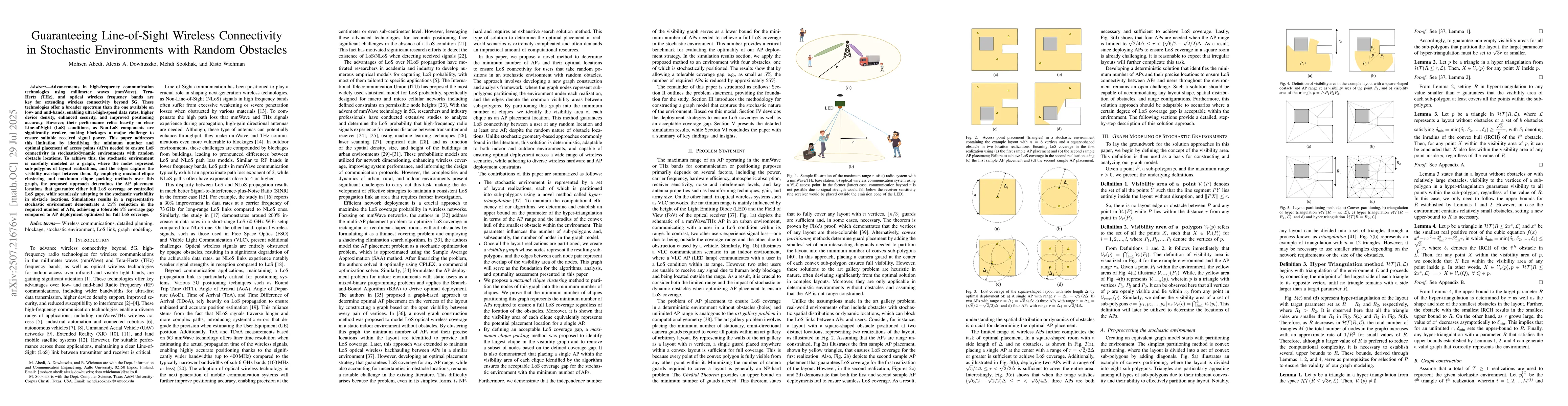 Thumbnail for Guaranteeing Line-of-Sight Wireless Connectivity in Stochastic
  Environments with Random Obstacles