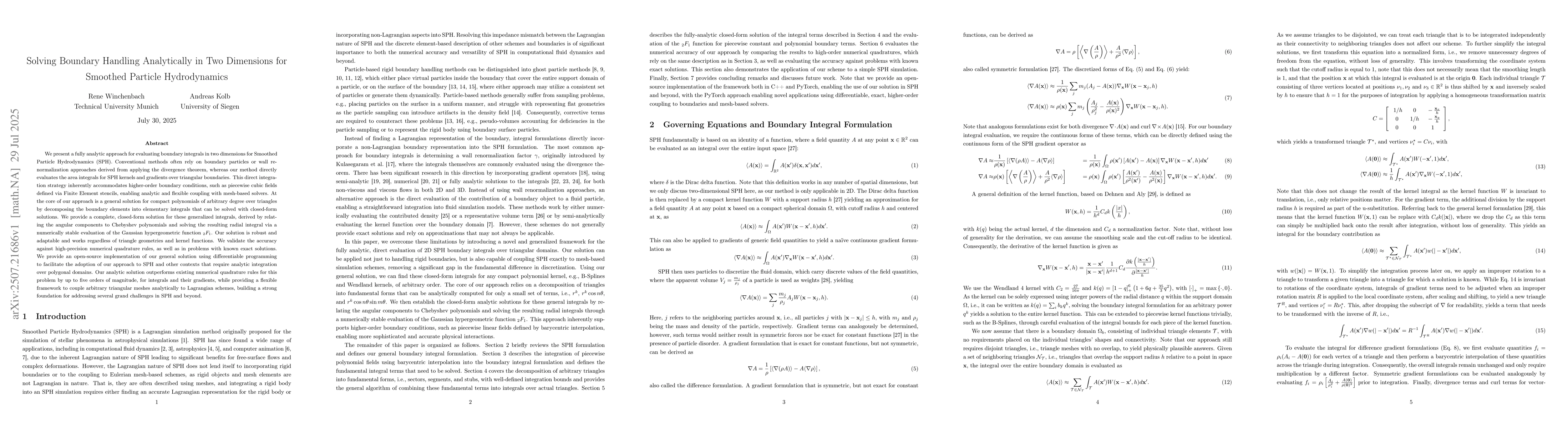 Thumbnail for Solving Boundary Handling Analytically in Two Dimensions for Smoothed
  Particle Hydrodynamics
