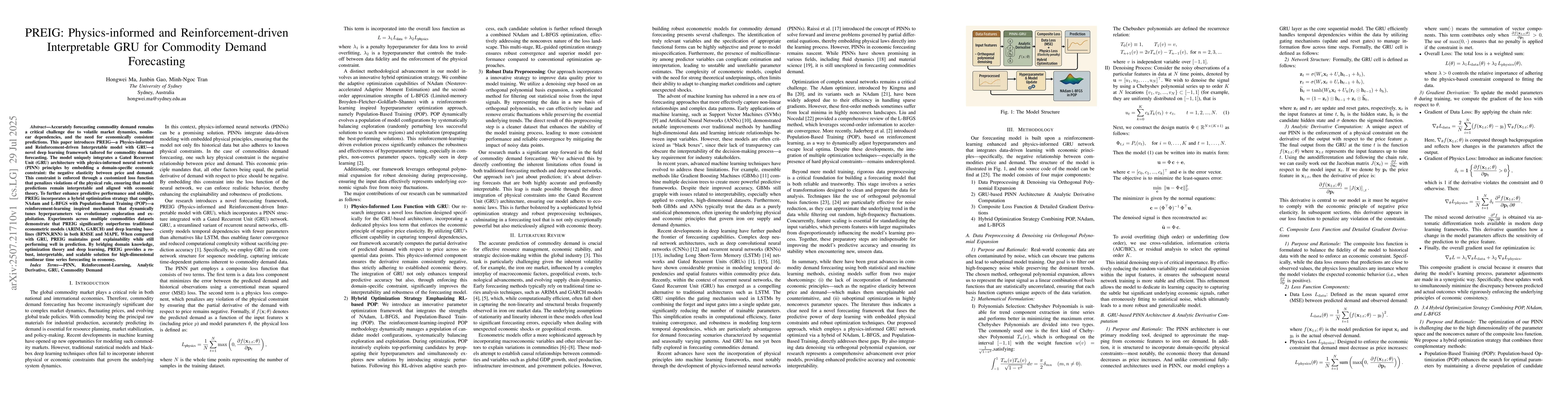Thumbnail for PREIG: Physics-informed and Reinforcement-driven Interpretable GRU for
  Commodity Demand Forecasting