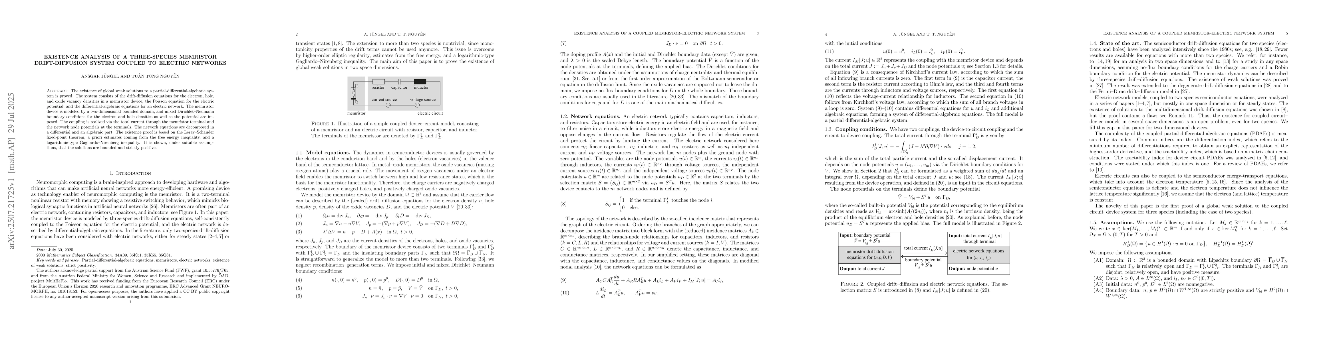 Thumbnail for Existence analysis of a three-species memristor drift-diffusion system
  coupled to electric networks