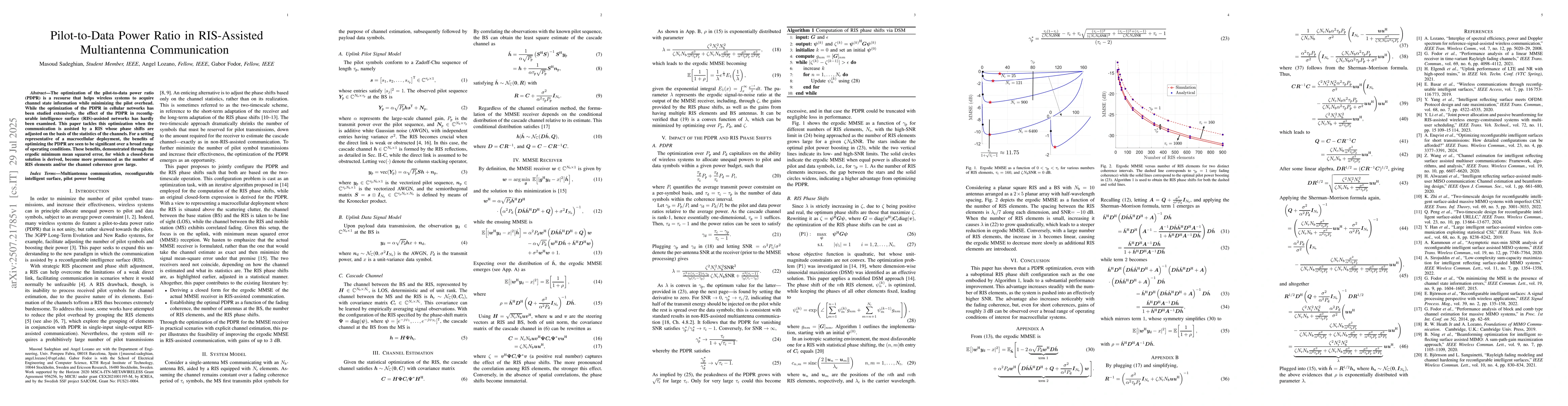 Thumbnail for Pilot-to-Data Power Ratio in RIS-Assisted Multiantenna Communication