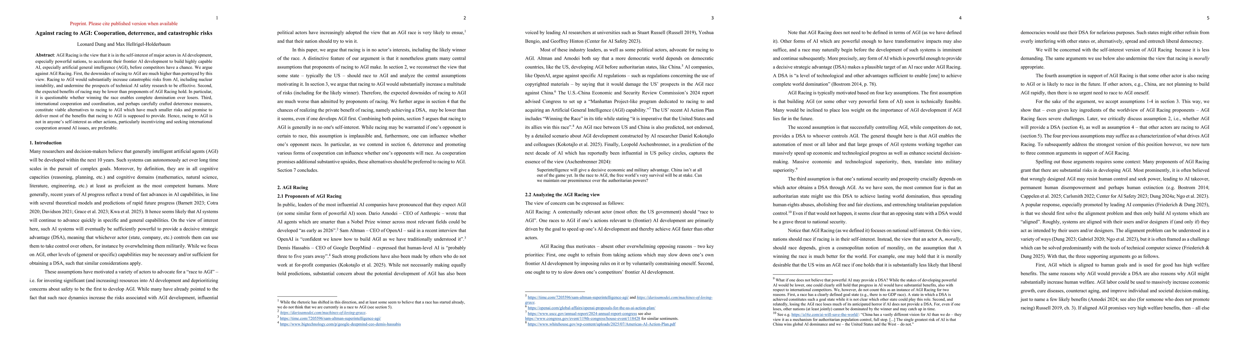 Thumbnail for Against racing to AGI: Cooperation, deterrence, and catastrophic risks