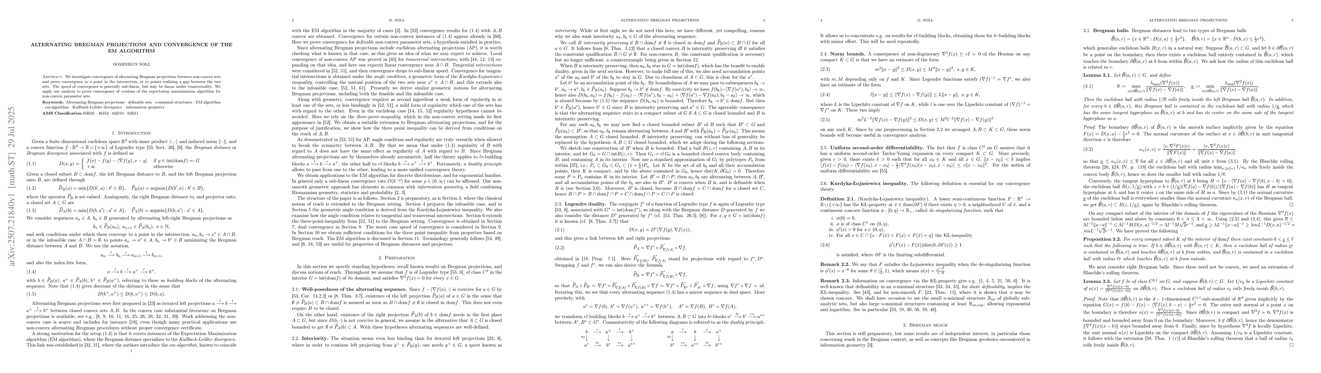 Thumbnail for Alternating Bregman projections and convergence of the EM algorithm