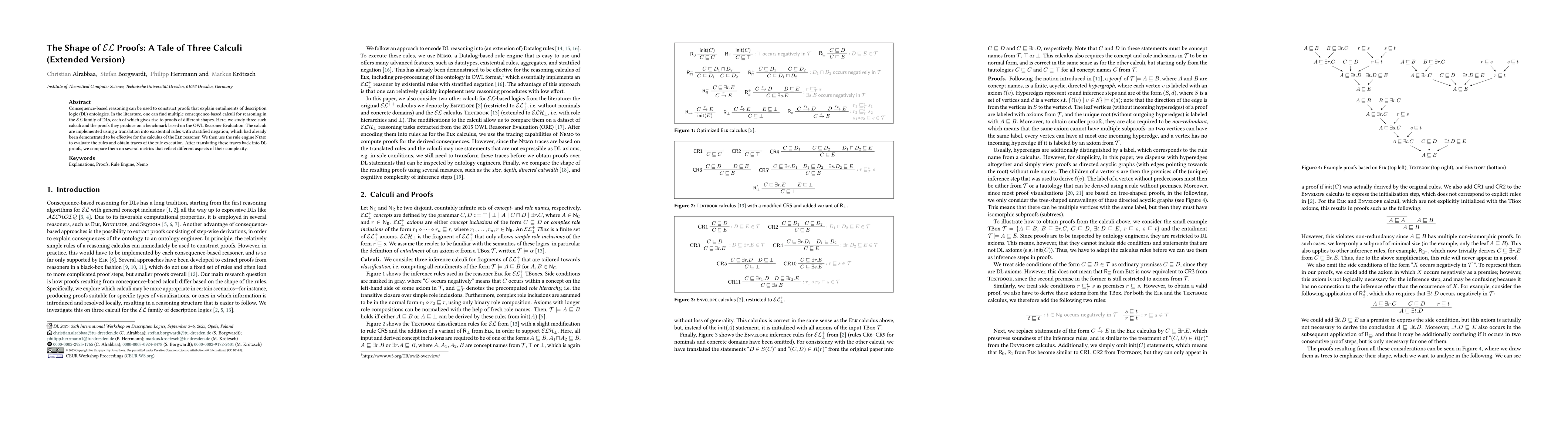 Thumbnail for The Shape of $\mathcal{EL}$ Proofs: A Tale of Three Calculi (Extended
  Version)