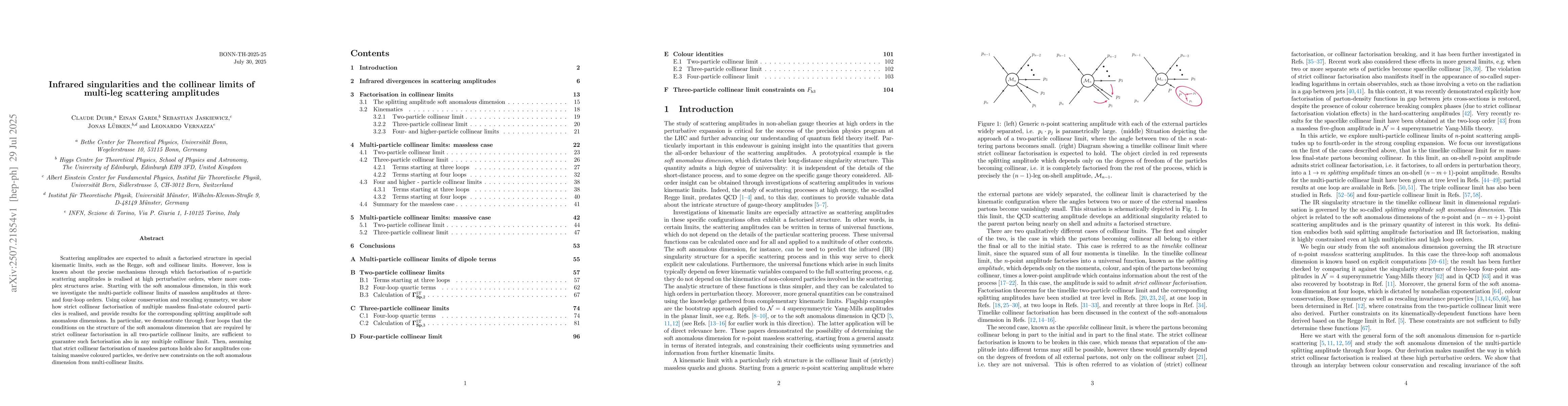 Thumbnail for Infrared singularities and the collinear limits of multi-leg scattering
  amplitudes