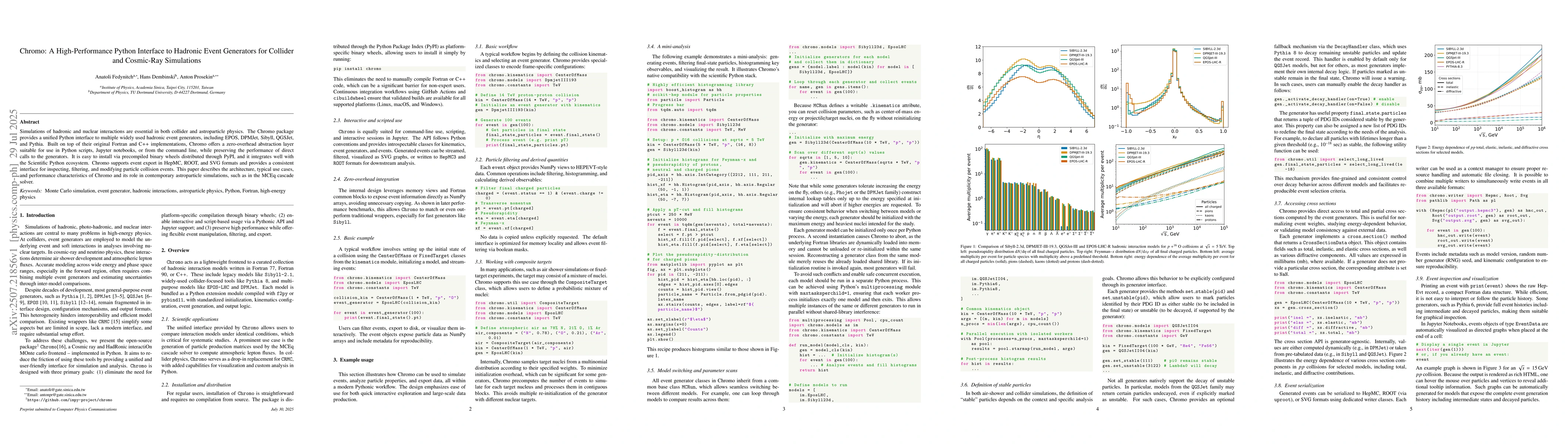 Thumbnail for Chromo: A High-Performance Python Interface to Hadronic Event Generators
  for Collider and Cosmic-Ray Simulations