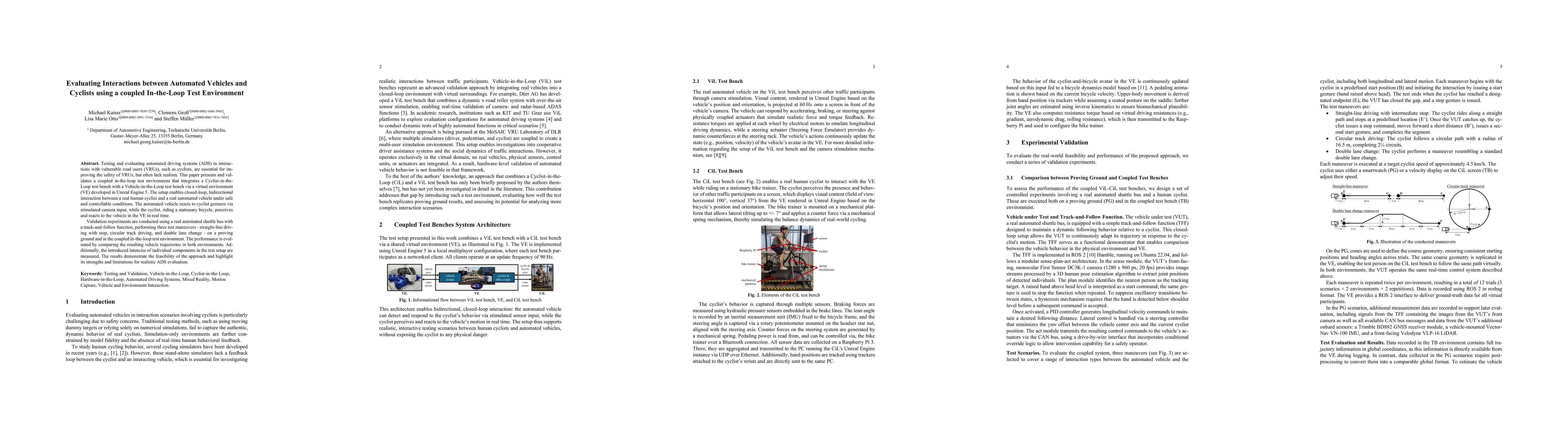 Thumbnail for Evaluating Interactions between Automated Vehicles and Cyclists using a
  coupled In-the-Loop Test Environment