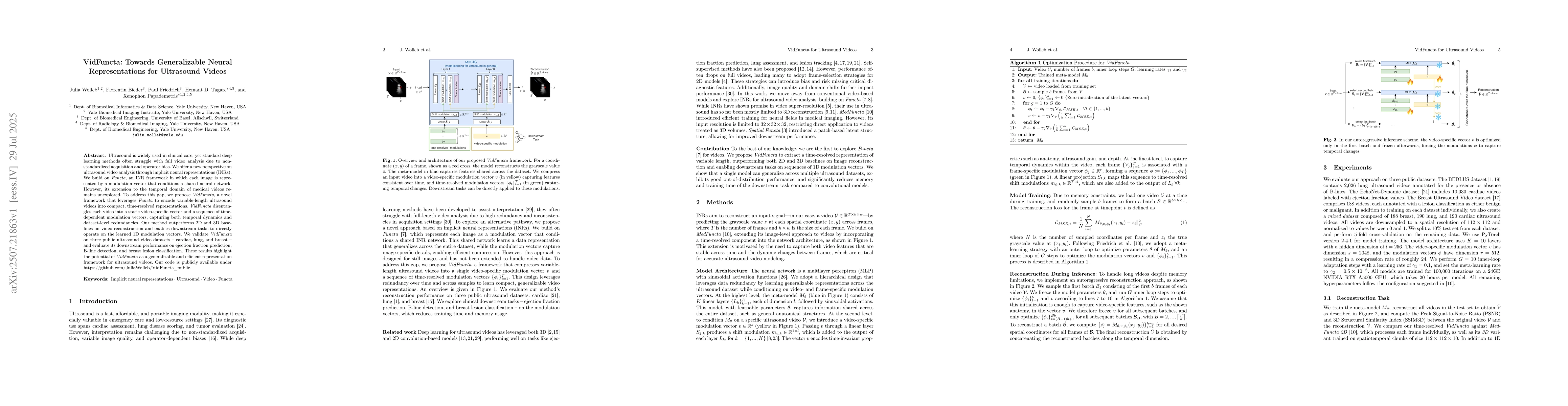 Thumbnail for VidFuncta: Towards Generalizable Neural Representations for Ultrasound
  Videos