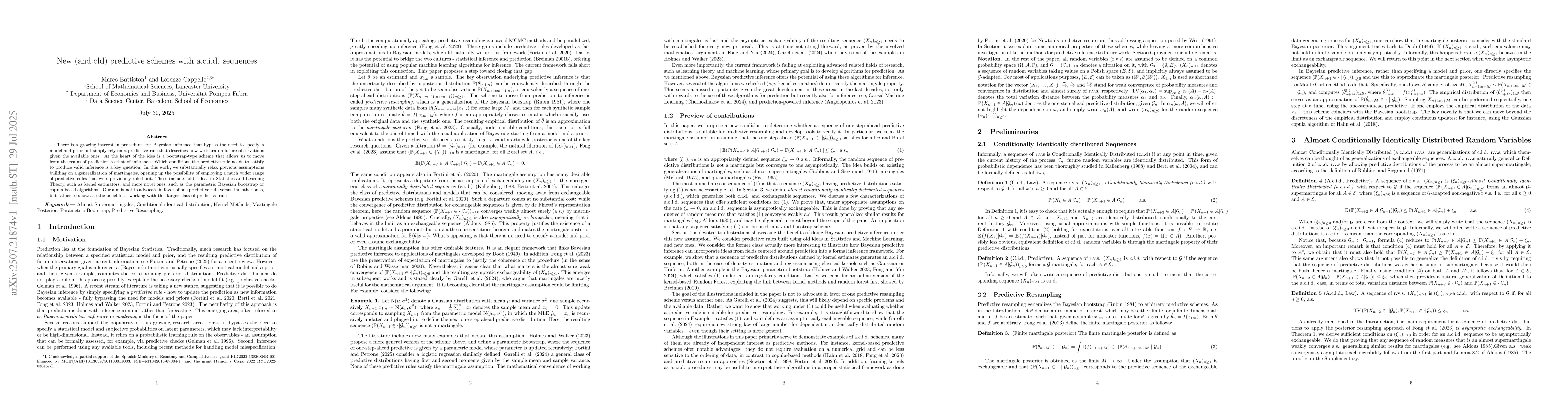 Thumbnail for New (and old) predictive schemes with a.c.i.d. sequences