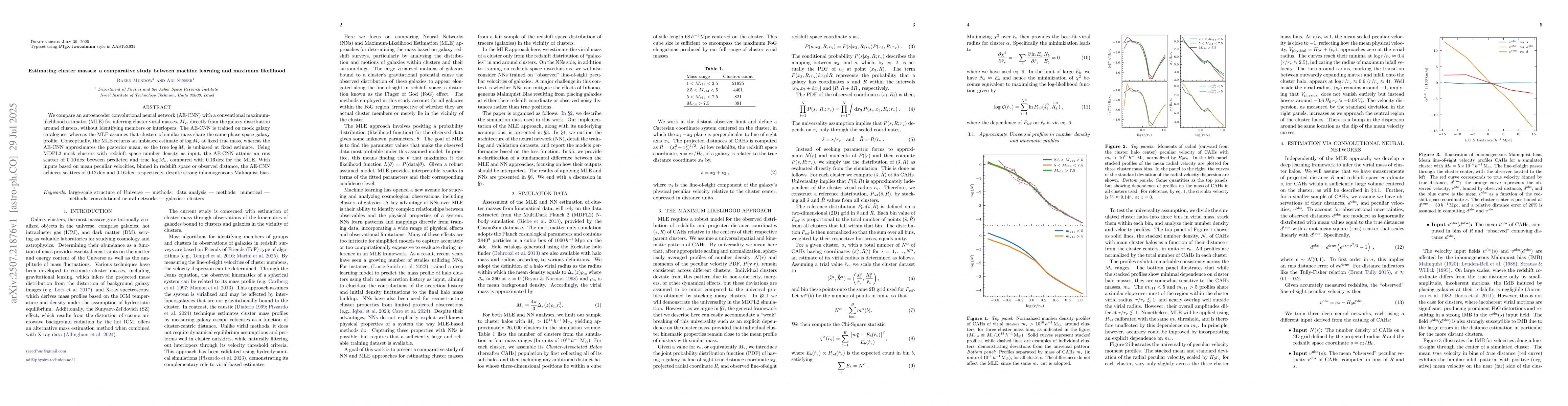 Thumbnail for Estimating cluster masses: a comparative study between machine learning
  and maximum likelihood